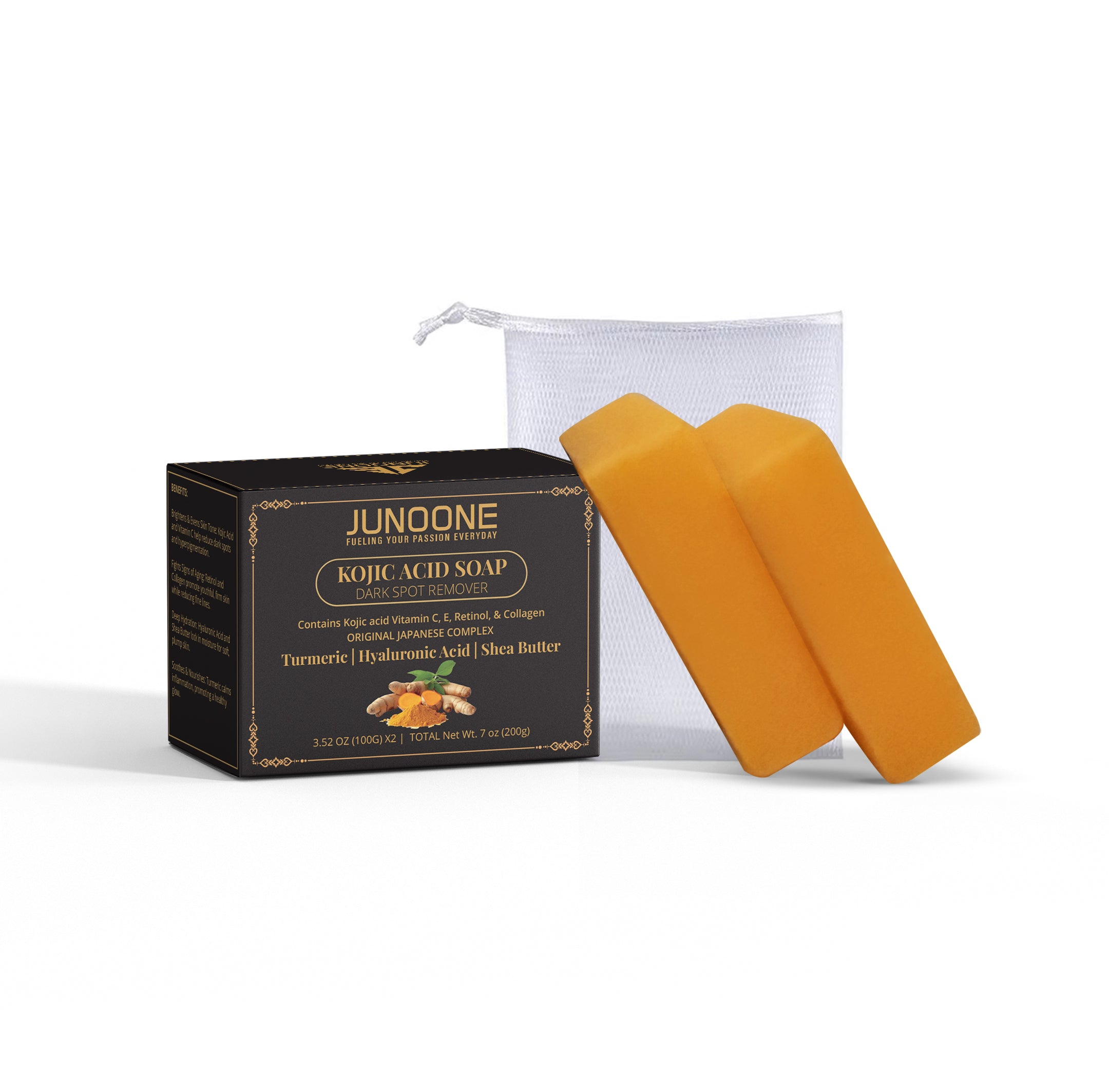 Kojic Acid Soap with Mesh Net – Gentle Exfoliation - Junoone